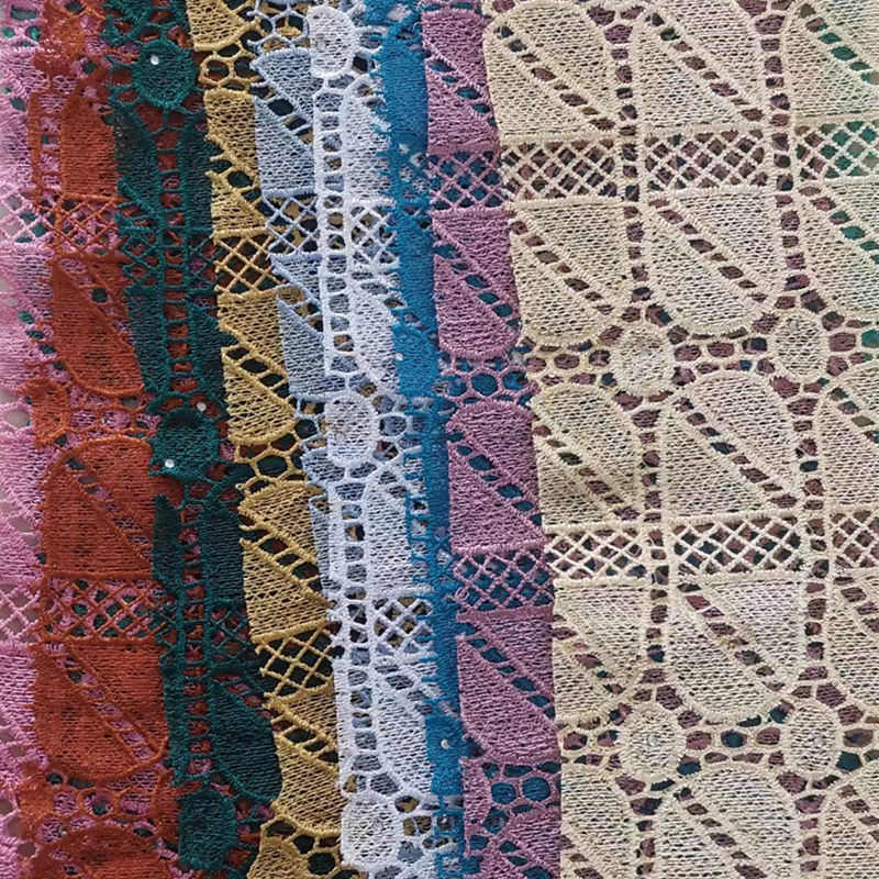 ZHUANGSHI Embroidered fabric 22ZS70 Antique lace fabric, handmade crochet and floral fabric