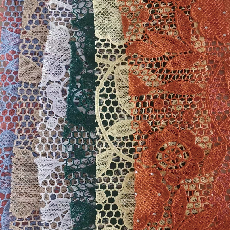 ZHUANGSHI Embroidery fabric 22ZS6053 Antique lace fabric, handmade crochet, floral fabric, hollowed out lace lace lace fabric