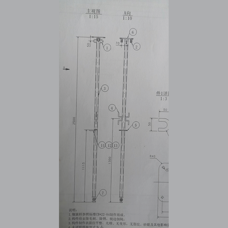 ZHONGHUAI Stern flagpole